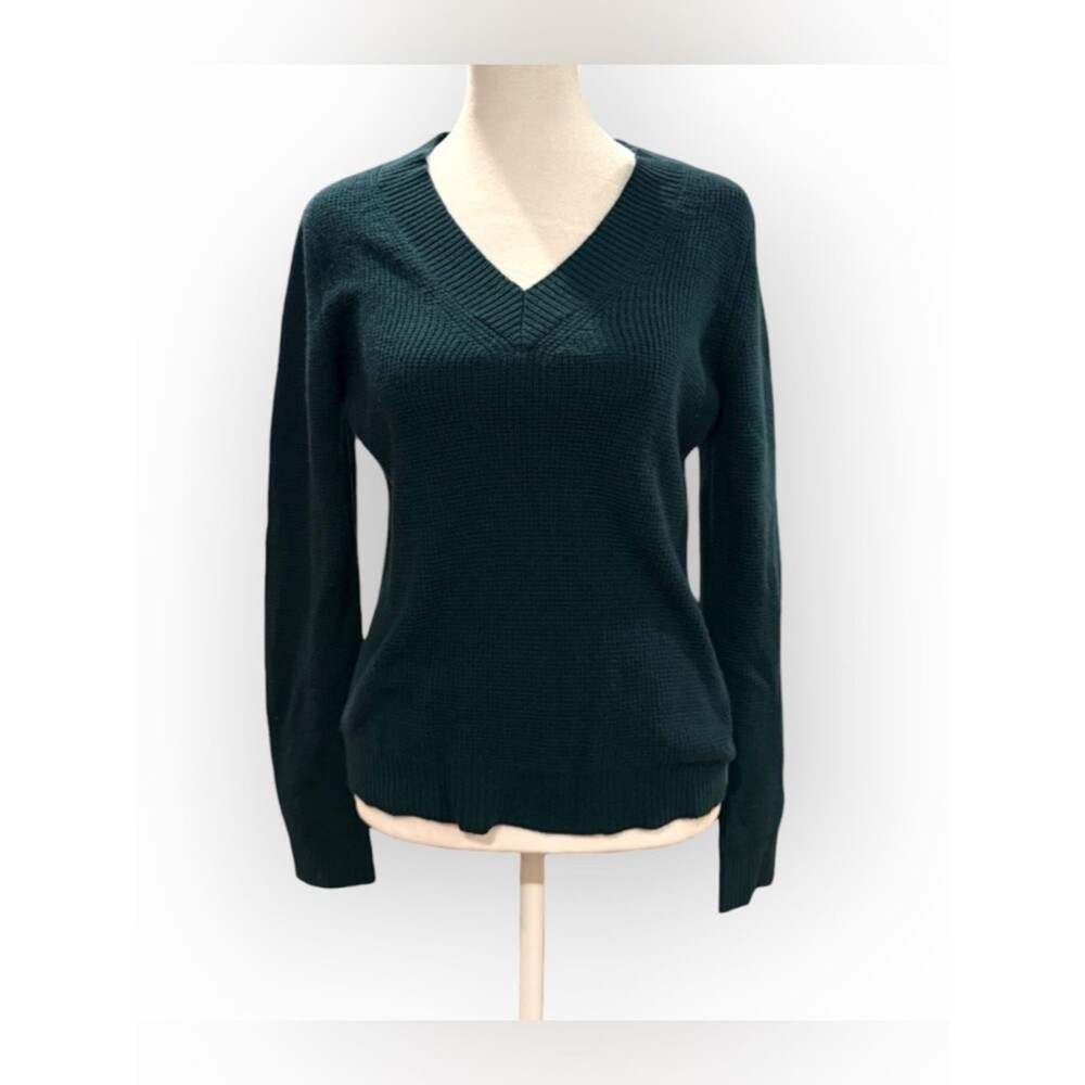 Kinross Cashmere Sweater Womens XS Green V Neck 100% Cashmere Soft Luxury